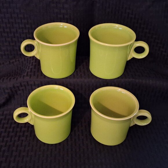 Set of 4 HLC Fiesta Ware USA Lemongrass Ring Handle Coffee Cup Mugs - Picture 2 of 6